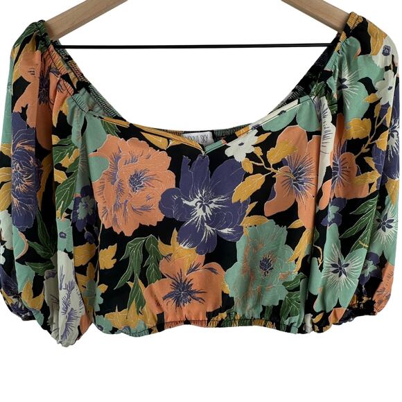 Sienna Sky Womens‎ Floral Print Crop Top Off Shoulder Boho Size Medium - Picture 1 of 6